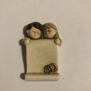 egan boy & girl fridge magnet sleeping praying scroll